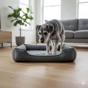 A helpful size guide comparison for different dog bed dimensions tailored to popular UK breeds like Labradors and Spaniels.