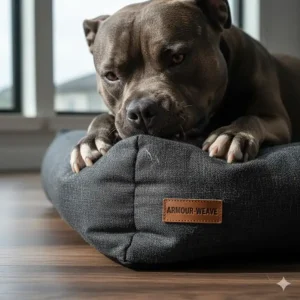 Close-up of heavy-duty, scratch-resistant waterproof fabric used in premium dog beds to withstand nesting and digging.