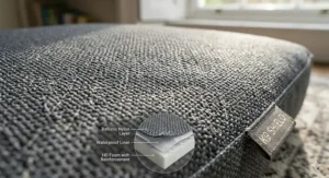 Textured view of ballistic nylon fabric used for indestructible dog bedding.