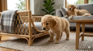 Close-up diagram of the sturdy, chew-resistant bamboo weave suitable for active UK dogs.