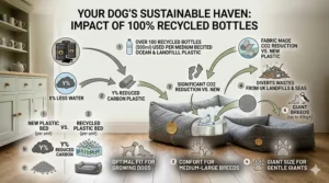 Illustration showing the number of plastic bottles saved from UK landfills by purchasing one recycled pet bed.