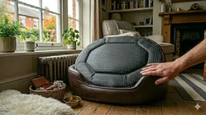 Alt text for image 7: The anti-slip rubberised base of a dog bed to prevent sliding on kitchen lino or hardwood flooring.