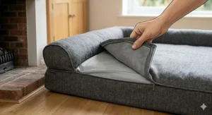 Alt text for image 2: A size comparison chart for jumbo dog beds showing dimensions suitable for Mastiffs and Deerhounds.