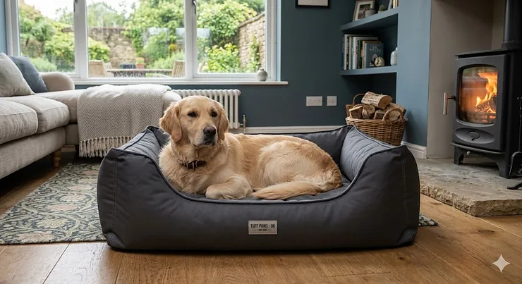 arge heavy duty nylon dog bed in grey for active dogs. heavy duty nylon dog bed