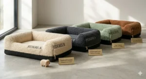 A selection of available colours for our premium sherpa fleece dog bed range.