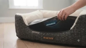 A cooling, breathable crate bed for a puppy, perfect for warmer months in the UK.