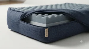 Low-profile side entrance designed to help dogs with arthritis step inside without strain.