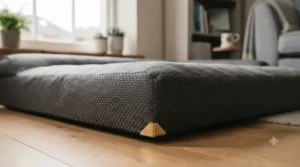 Underside of a senior dog bed featuring a non-slip grip for safety on hard floors.