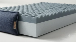 Close-up of pressure-relieving memory foam inside a supportive dog bed for older pets.