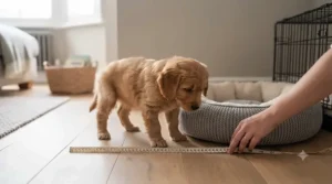 A lightweight, foldable bed for a puppy to use when travelling.