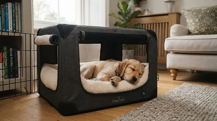 A soft, plush crate bed for puppies, featuring machine-washable fabric and a non-slip base. soft crate bed for puppy