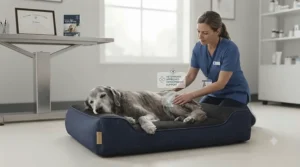 Veterinary-approved dog bed designed to ease joint stiffness and hip dysplasia in older dogs.