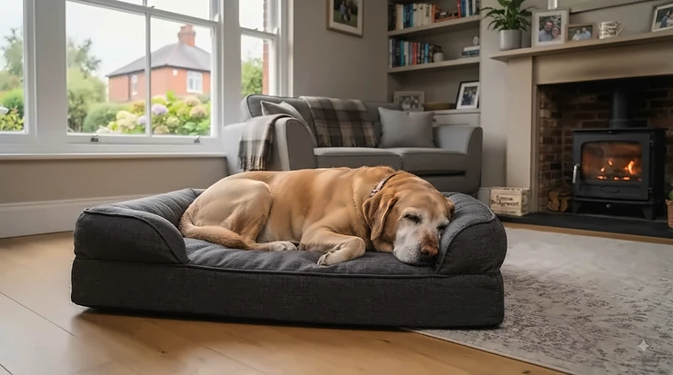 A supportive orthopaedic dog bed designed for joint relief, ideal for dogs with hip dysplasia. dog bed for hip dysplasia