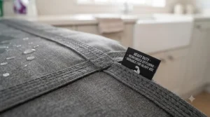 High-durability stitching and reinforced seams on a heavy-duty washable incontinence dog bed.
