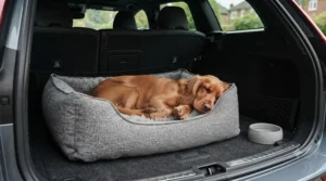Lightweight and portable dog bed for separation anxiety used during travel