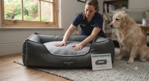 Vet-recommended recovery bed designed to aid post-operative healing and canine physical therapy.