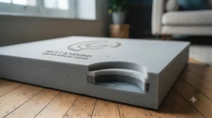 Supportive orthopedic foam inside a chew-proof dog bed, providing joint relief for older dogs.