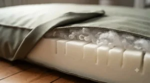 Cross-section view showcasing the deep, supportive cushioning inside a comfortable wipe-clean dog bed.