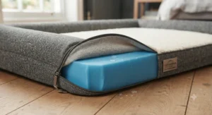 Waterproof inner lining protecting an orthopaedic dog bed from everyday spills and accidents.